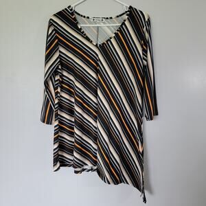 Wilde Halloween Black Orange Tunic Blouse Womens XL Asymmetrical Retro 70's Fall